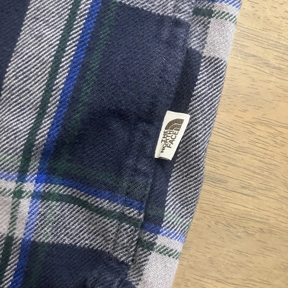 The North Face Shirt Mens XL Blue White Plaid Flannel‎ Button Up Outdoor